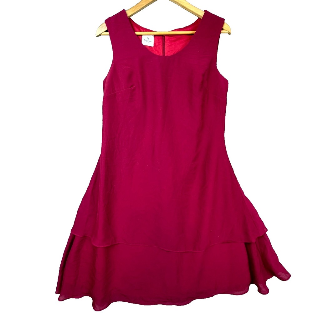 Lanting Bride Dress Womens Red Layered‎ Sleeveless Cocktail Tiered Flowy